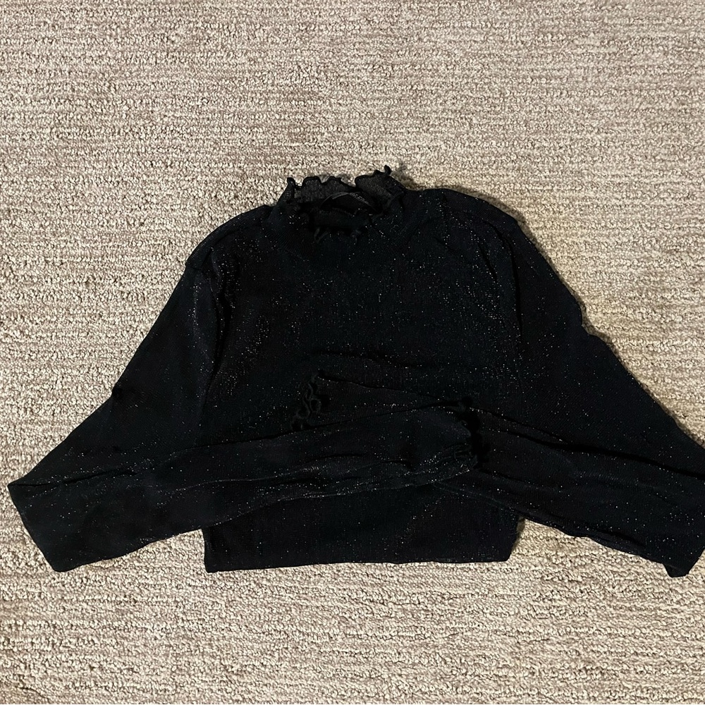 SHEIN glitter lettuce edge long sleeve